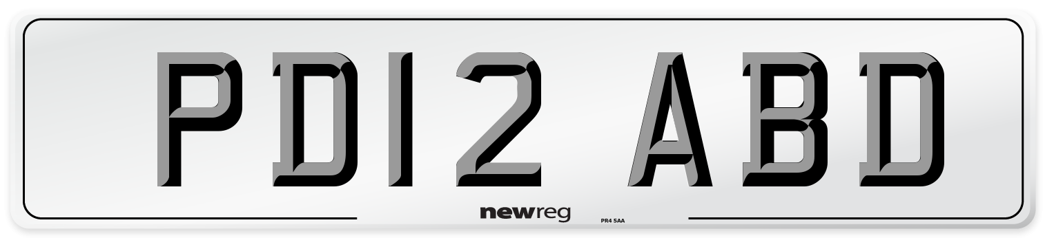 PD12 ABD Number Plate from New Reg